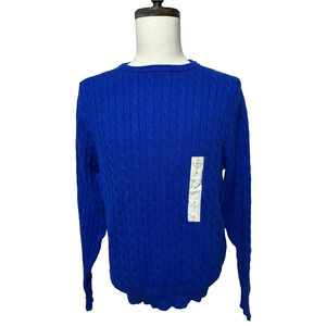 St. John Bay Sweater Mens Small Blue Cable Knit Classic Pullover Super Soft NWT